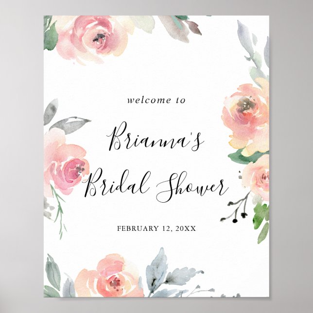 Elegantes Rosa Blush Brautparty Willkommen Poster (Vorne)