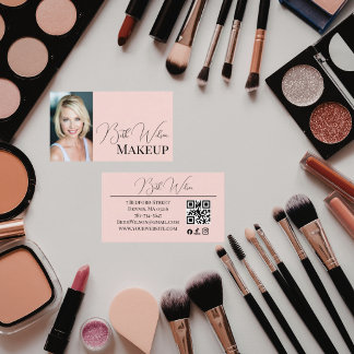 Elegantes Rosa-Blush Modernes Foto-Make-up Visitenkarte