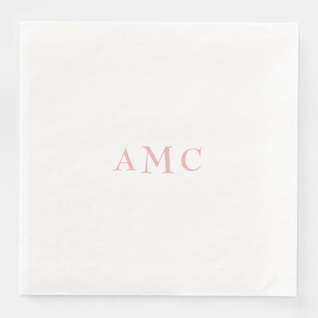Elegantes Rosa/Blush Monogram Wedding Dinner Serviette (Vorderseite)