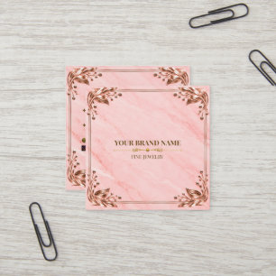 Elegantes Rosa-Blush-Ring mit Roségold-Quadrat-Rin Quadratische Visitenkarte