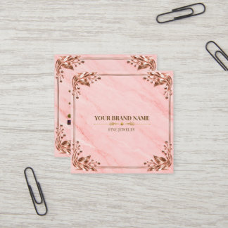 Elegantes Rosa-Blush-Ring mit Roségold-Quadrat-Rin Quadratische Visitenkarte