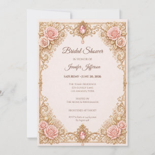 Elegantes Rosa-Blüten-Braut-Dusche Einladung