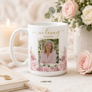 Elegantes Rosa Blüten Foto Trauer Gedenkfeier Kaffeetasse
