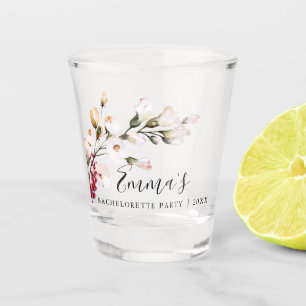 Elegantes Rosa-Blüten-Junggesellinnen-Abschiedspar Schnapsglas