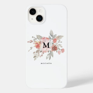 Elegantes Rosa-Blüten-Monogramm Case-Mate iPhone 14 Plus Hülle