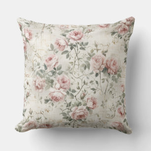 Elegantes Rosa-Blüten-Vintage-Cottagecore-Blumenmu Kissen