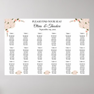 Elegantes rosa Blütenblütenblatt Hochzeitskarte Poster