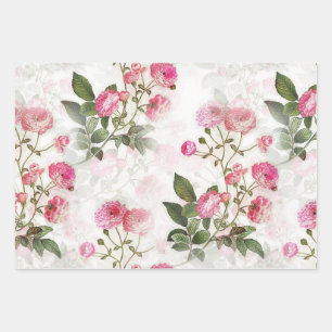 ELEGANTES ROSA BOURBON-ROSE FLORALES GESCHENKpapie Geschenkpapier Set