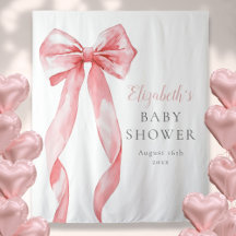 Elegantes rosa Bow Baby Shower Foto Hintergrund