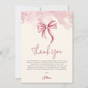 Elegantes Rosa-Bow-Brautparty Dankeskarte