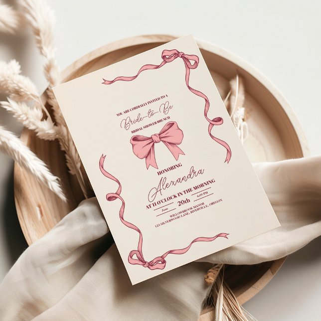 Elegantes rosa Bow-Brautparty Einladung (Von Creator hochgeladen)