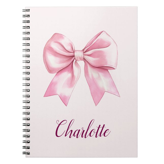 Elegantes rosa Bow Personalisiert Spiral Notebook Notizblock (Vorderseite)