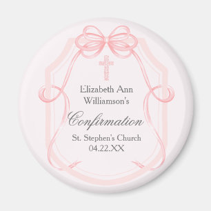 Elegantes rosa Bow Ribbon Confirmation Party Magnet