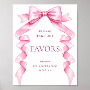 Elegantes rosa Bow Ribbon Liebling beim Hochzeitsz Poster