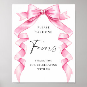 Elegantes rosa Bow Ribbon Liebling beim Hochzeitsz Poster