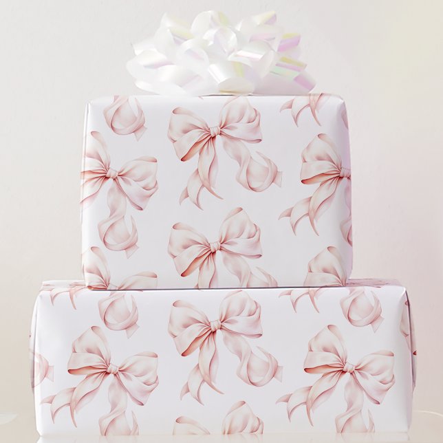 Elegantes rosa Bow Wrapping Paper Geschenkpapier (Von Creator hochgeladen)