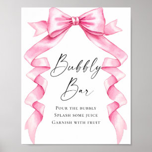 Elegantes Rosa Brautparty Bubbly Bar Poster