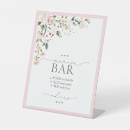 Elegantes Rosa Brautparty Mimosa Bar Sockelschild