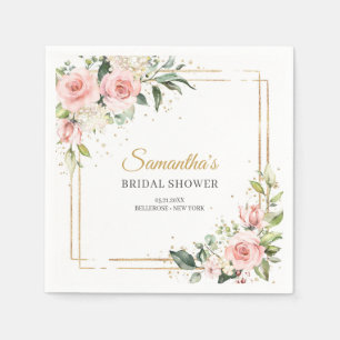 Elegantes Rosa Brautparty mit Blumengrün Serviette