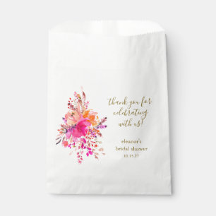 Elegantes rosa Brautparty mit Blumenmotiven Danke Geschenktütchen
