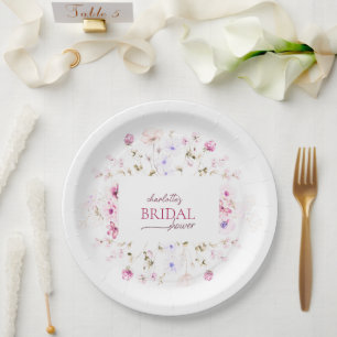 Elegantes rosa Brautparty Papierplatte Pappteller