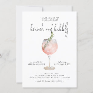 Elegantes Rosa Brunch & Bubbly Brautparty Einladun Einladung