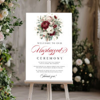 Elegantes Rosa-Burgund Hochzeitsschild ohne Handy