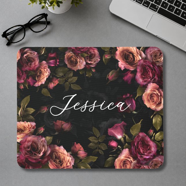 Elegantes rosa-burgunderrotes, melancholisches bot mousepad (Von Creator hochgeladen)