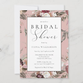 Elegantes Rosa Burgundy Brautparty Einladung