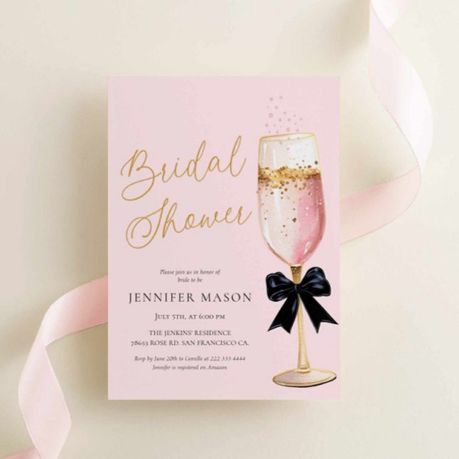 Elegantes rosa Champagner-Brautparty Einladung (Pink Champagne Bridal Shower Invitation)