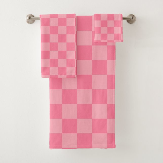 Elegantes rosa Checkerboard Badhandtuch Set (Insitu)
