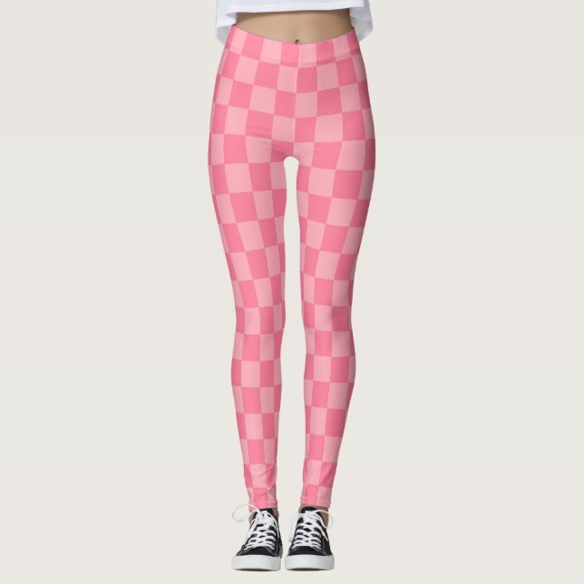 Elegantes rosa Checkerboard Leggings (Vorderseite)