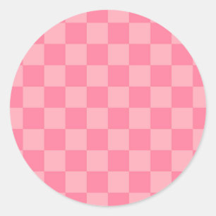 Elegantes rosa Checkerboard Runder Aufkleber