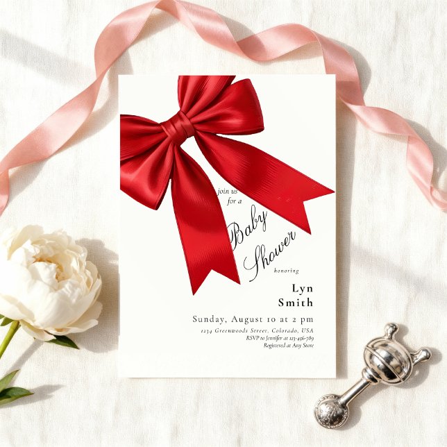 Elegantes rosa Coquette Bow Baby Shower Girl Einladung (Von Creator hochgeladen)