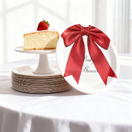 Elegantes rosa Coquette Bow Baby Shower Girl Pappteller