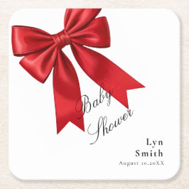 Elegantes rosa Coquette Bow Baby Shower Girl Rechteckiger Pappuntersetzer