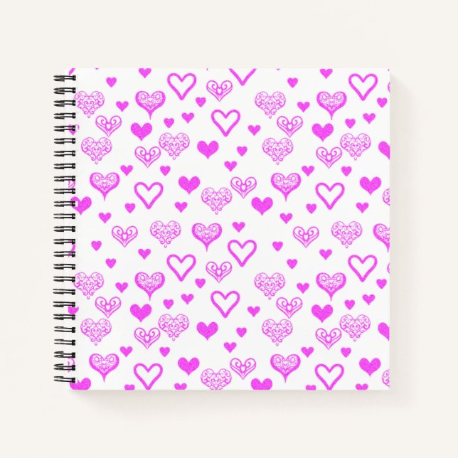 Elegantes rosa Dekoratives Herzdesign Kunst, Dicht Notizbuch (Vorderseite)