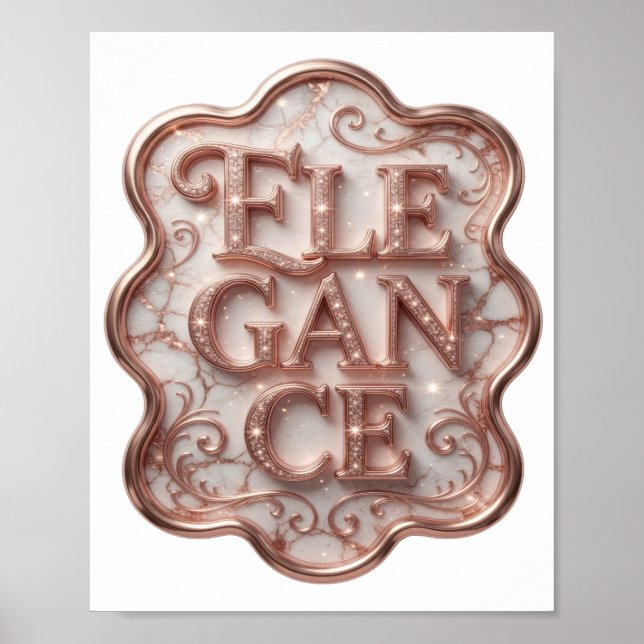 Elegantes Rosa DESIGN Tragbare Kunst Poster (Vorne)