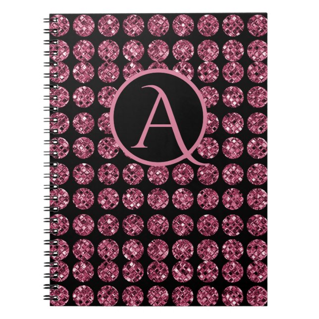Elegantes rosa Diamantgemische Sparkle Monogram In Notizblock (Vorderseite)