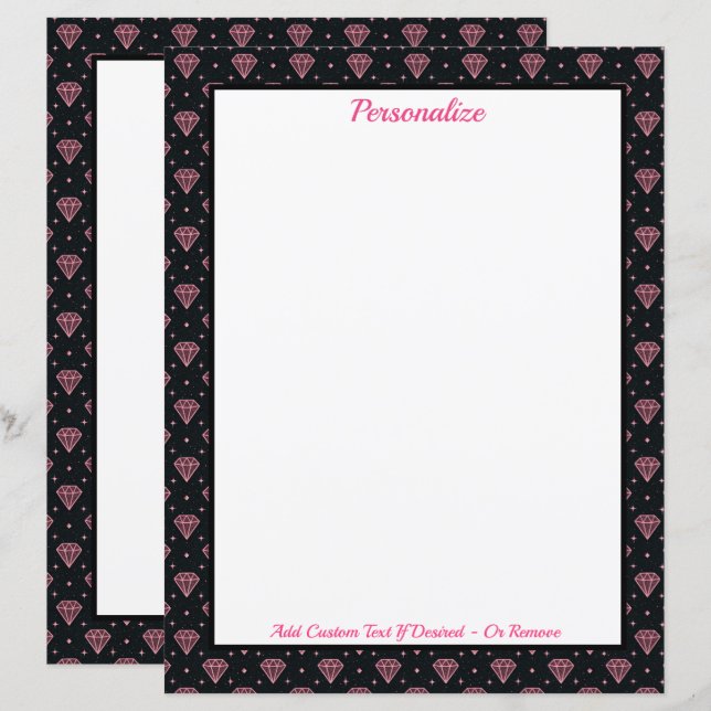 Elegantes rosa Diamantmuster auf personalisierter  (Vorne/Hinten)