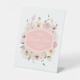 Elegantes Rosa Die Blume Bar Pedestal Zeichen Sockelschild