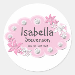 elegantes rosa Etikett Runder Aufkleber