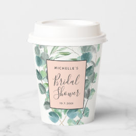 Elegantes Rosa Eukalyptus-Brautparty Pappbecher