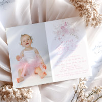 Elegantes Rosa Fancy Eins | Foto zum 1. Geburtstag