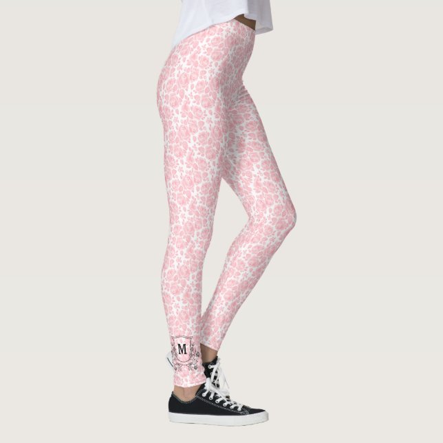 Elegantes rosa, farbiges Muster für die Rose Leggings (Rechts)