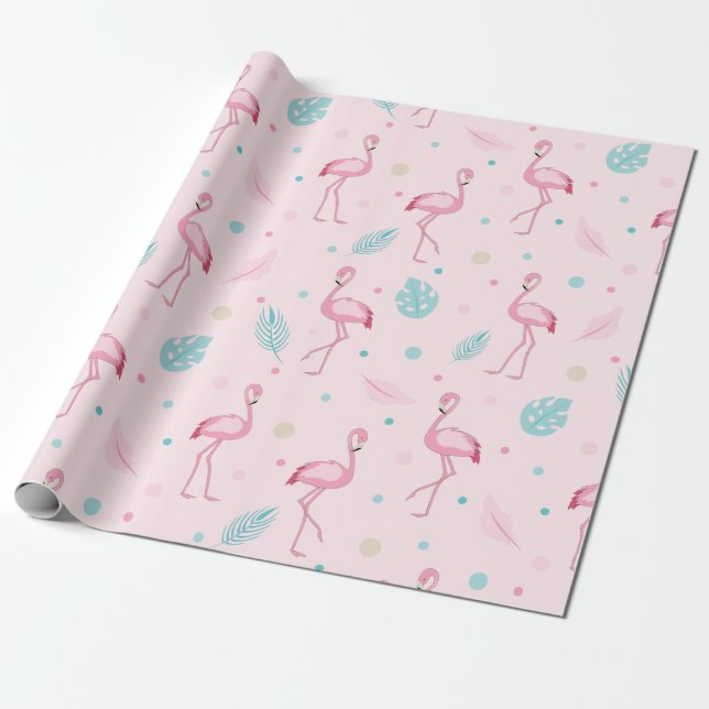 Elegantes rosa Flamingo Muster Geschenkpapier (Ungerollt)