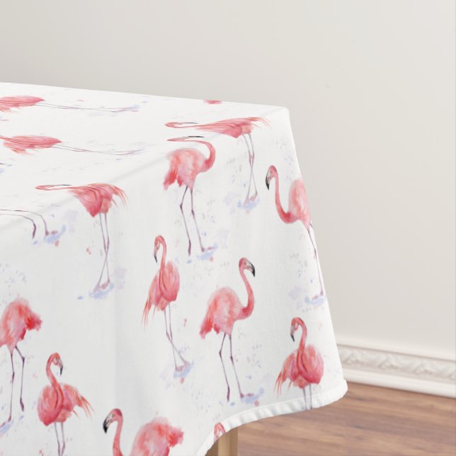 Elegantes rosa Flamingo Wasserfarben Muster Tischdecke (Beispiel)