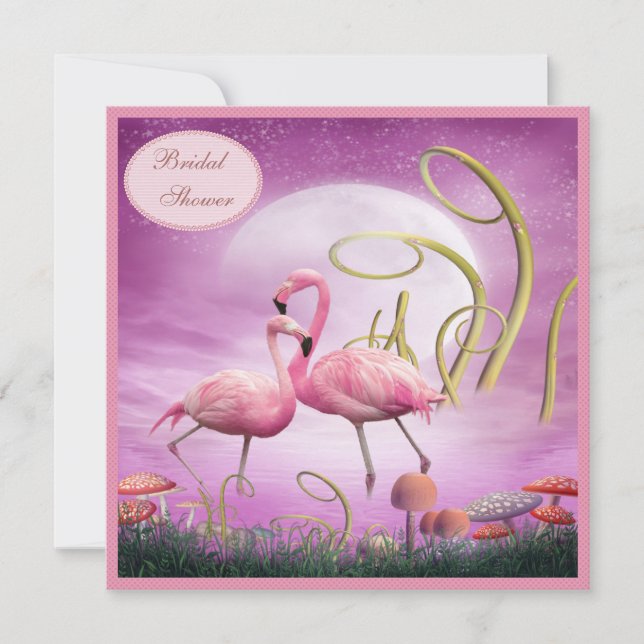 Elegantes rosa Flamingos-Brautparty Einladung (Vorderseite)
