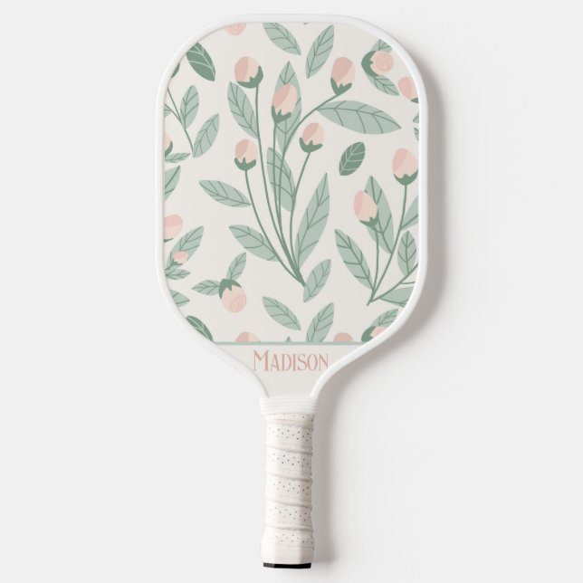 Elegantes Rosa Floral Pickleball Pickleball Schläger (Rückseite)