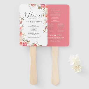 Elegantes Rosa Floral Wedding Program Fächer